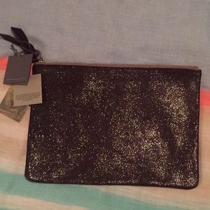 Shimmering suede sm pouch/clutch in aubergine